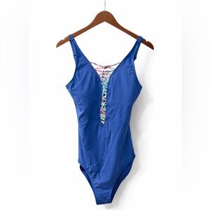 Lilly Pulitzer Isle Lattice One-Piece Swimsuit Deep Indigo – Size 10